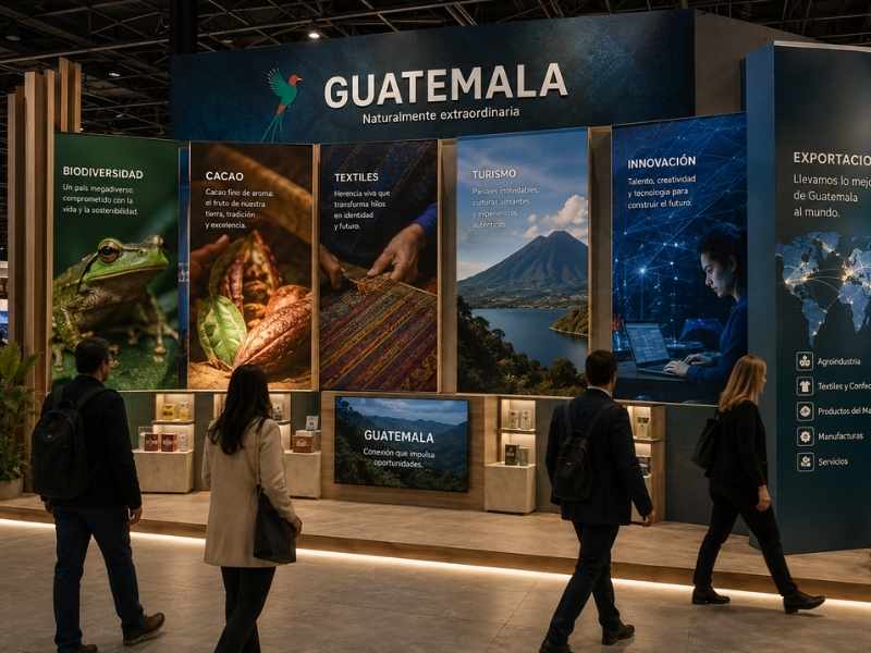 Guatemala proyectada en una feria internacional a través de cultura y productos.